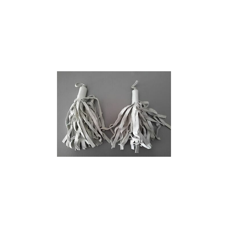 N.2 Applicazioni a frange in ecopelle bianco cm 4x13