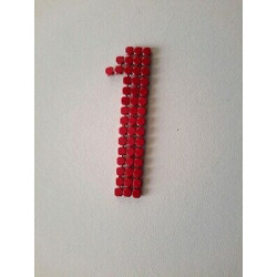 n 1 Applicazione decoro numero 1 in strass da cucire colore rosso cm 1,5x4