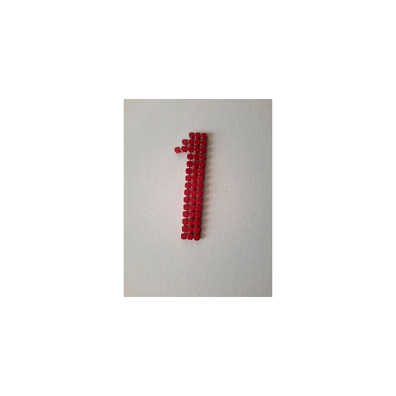 n 1 Applicazione decoro numero 1 in strass da cucire colore rosso cm 1,5x4