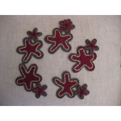 N 5 APPLICAZIONI DECORAZIONI A STELLA IN TESSUTO BORDEAUX HOBBY CUCITO