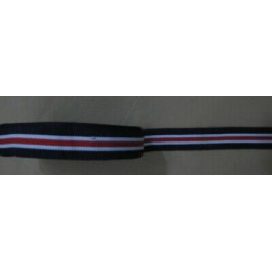 mt 2 PASSAMANERIA/BORDATURA A METRAGGIO BLU CON RIGHE BIANCHE E ROSSE CM 2,