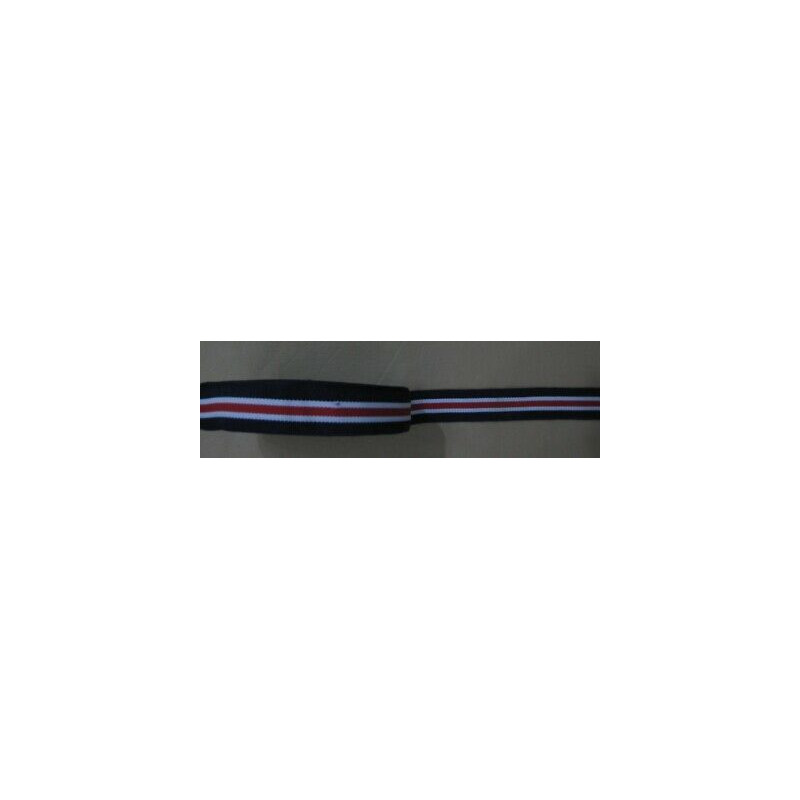 mt 2 PASSAMANERIA/BORDATURA A METRAGGIO BLU CON RIGHE BIANCHE E ROSSE CM 2,