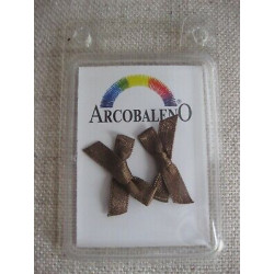 N. 2 Applicazioni a fiocchetto in raso marrone cm 2,5 x 2 marca arcobaleno