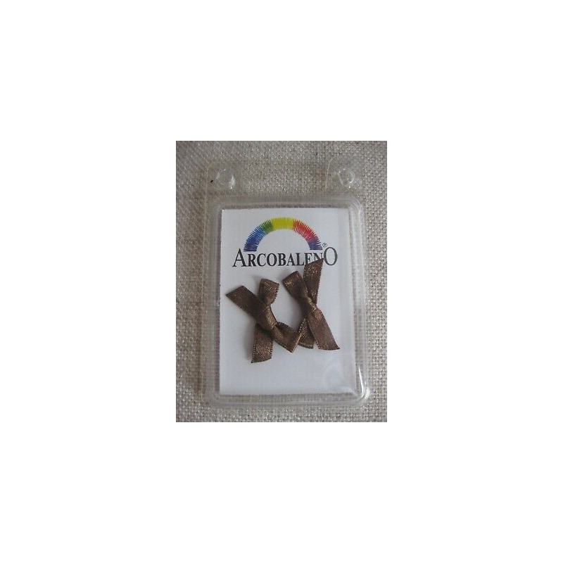 N. 2 Applicazioni a fiocchetto in raso marrone cm 2,5 x 2 marca arcobaleno