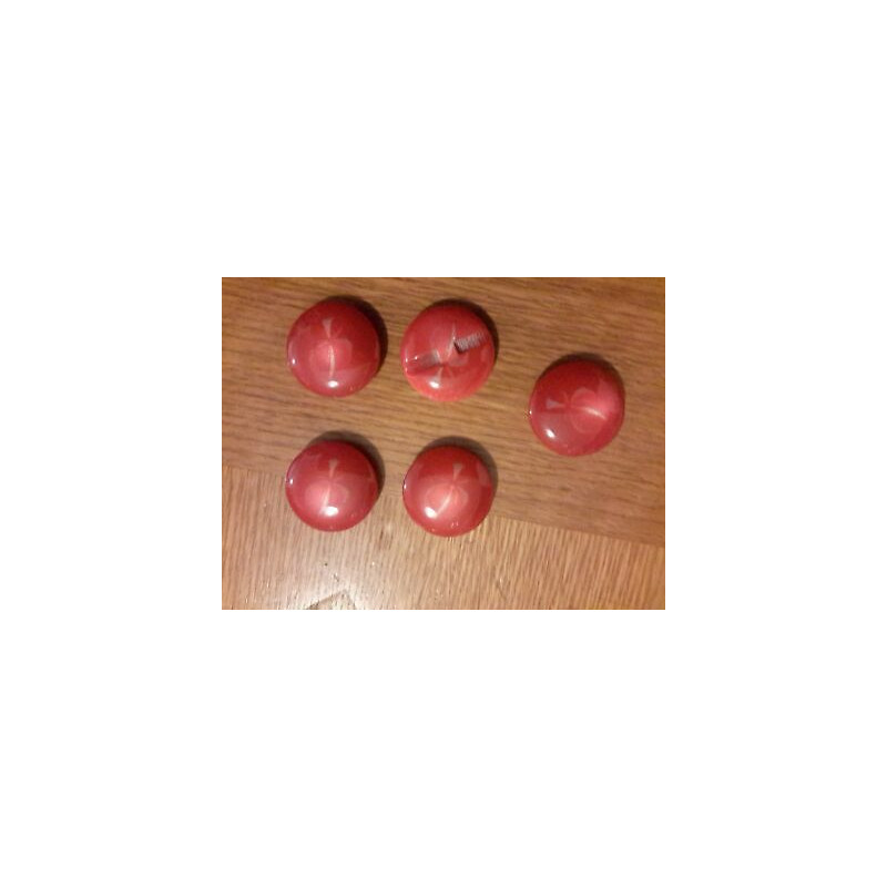 N. 5 Bottoni bellissimi rotondi in plastica colore rosso con brillantini f
