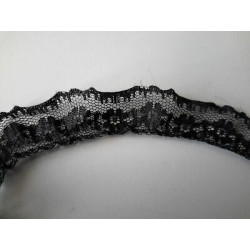 Metri 1 di Passamaneria in pizzo nero arricciato alta cm 2