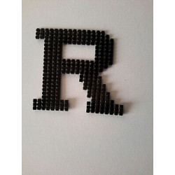 n 1 Applicazione decoro lettera R in strass da cucire colore nero cm 5,5x6