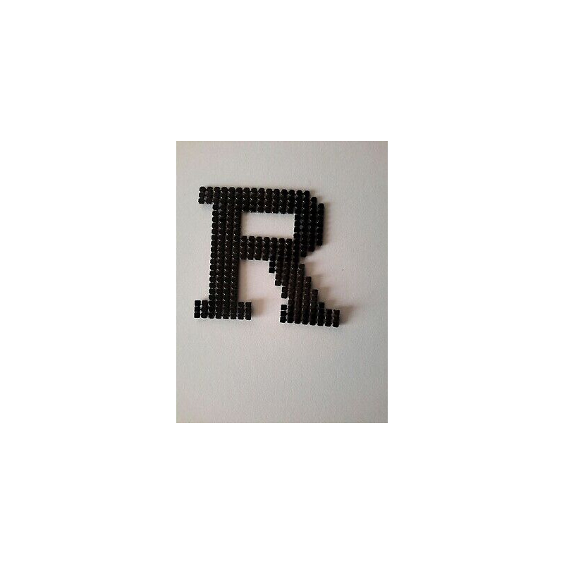 n 1 Applicazione decoro lettera R in strass da cucire colore nero cm 5,5x6
