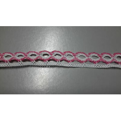 Metri 1 Passamaneria pizzo merletto bianco e rosa alta cm 1,2 circa