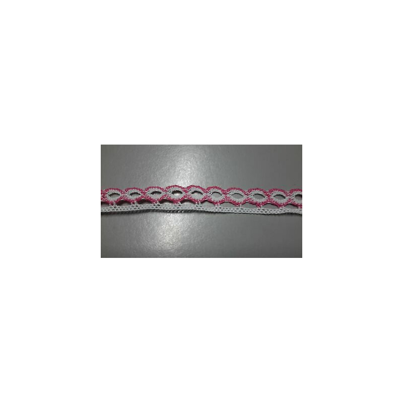 Metri 1 Passamaneria pizzo merletto bianco e rosa alta cm 1,2 circa