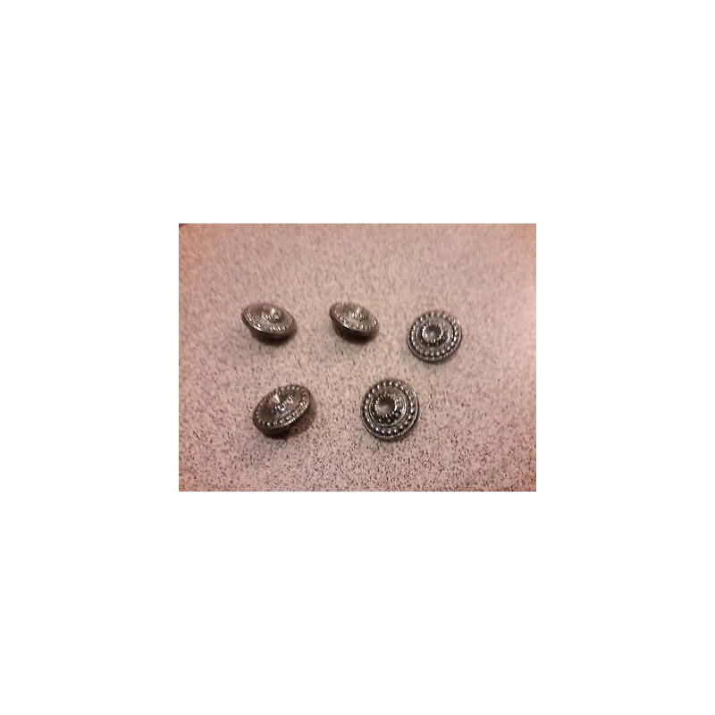 N. 5 Bottoni bellissimi tondi in metallo colore argento anticato foro diet