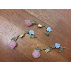 N. 11 Applicazioni a forma di fiore fiorellini colore rosa e azzurro cm 9x