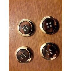 N. 4 Bottoni bellissimi rotondi colore oro e marrone 4 fori cm 3,5