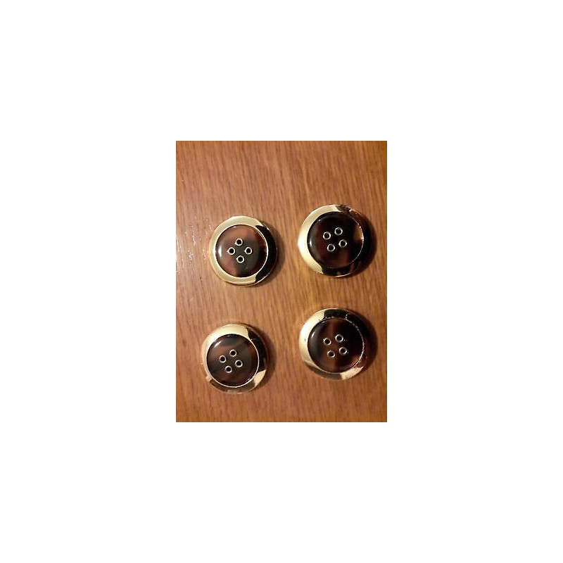 N. 4 Bottoni bellissimi rotondi colore oro e marrone 4 fori cm 3,5
