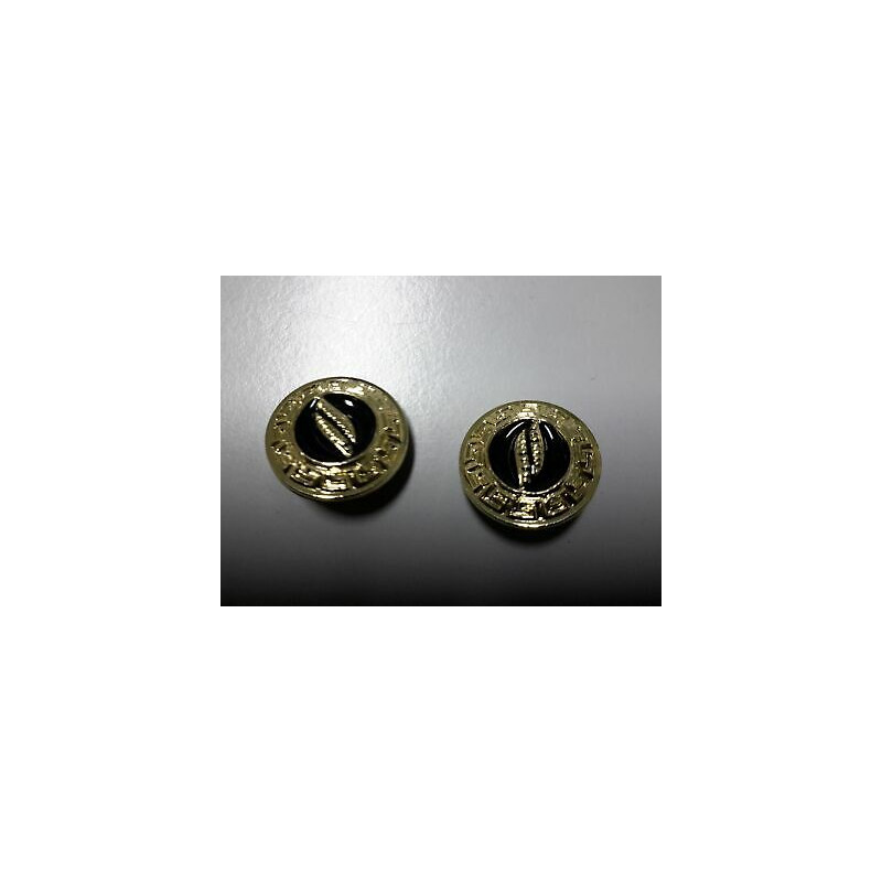 n 2 Bottoni rotondi in plastica colore oro e nero cm 2 foro dietro