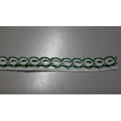 Metri 1 Passamaneria pizzo merletto bianco e verde alta cm 1,2 circa