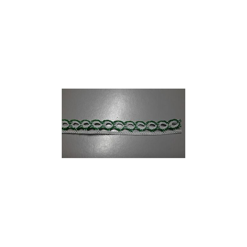 Metri 1 Passamaneria pizzo merletto bianco e verde alta cm 1,2 circa