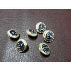 n 10 Bottoni rotondi in metallo colore oro e blu con ancora foro dietro mm