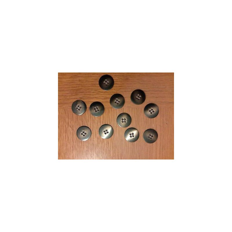 N. 10 Bottoni bellissimi rotondi in metallo sottile colore ottone 4 fori c
