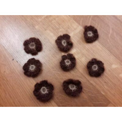 N  8 applicazioni a fiore in lana colore marrone cm 3 circa