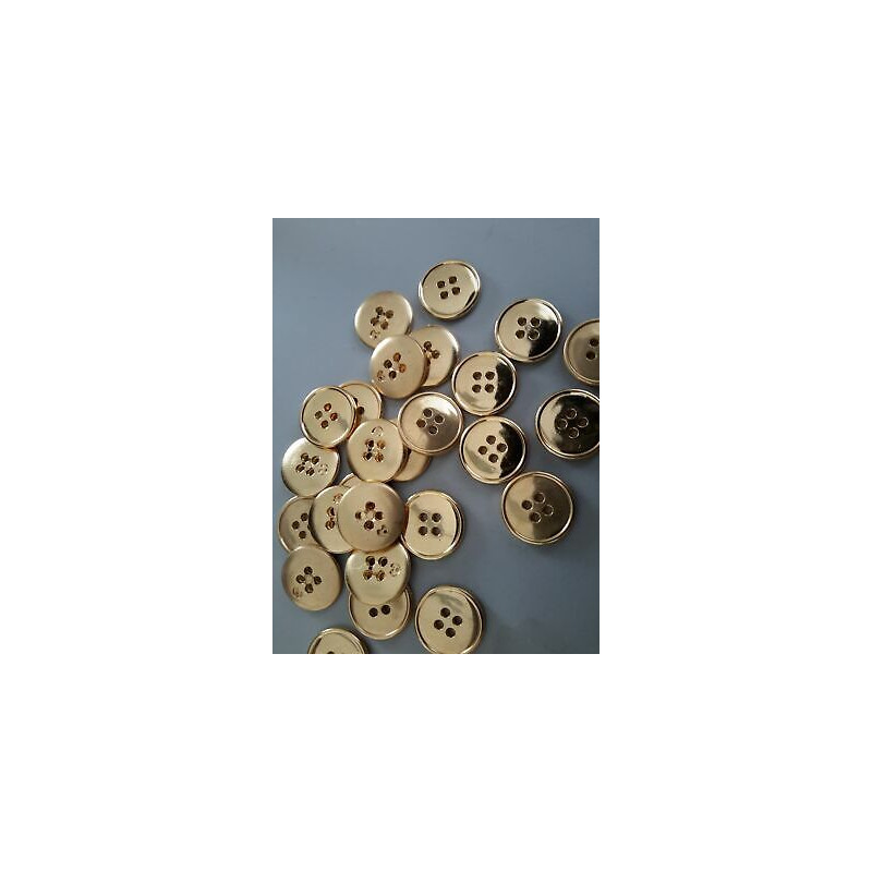 n 10 Bottoni rotondi in plastica colore oro cm 1,8 a 4 fori