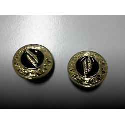 n 2 Bottoni rotondi in plastica colore oro e nero cm 2 foro dietro