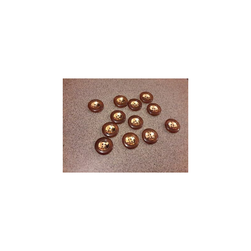 N. 10 Bottoni bellissimi colore marrone e oro 4 fori mm 25 circa