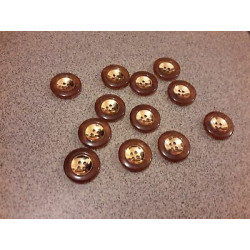 N. 10 Bottoni bellissimi colore marrone e oro 4 fori mm 25 circa