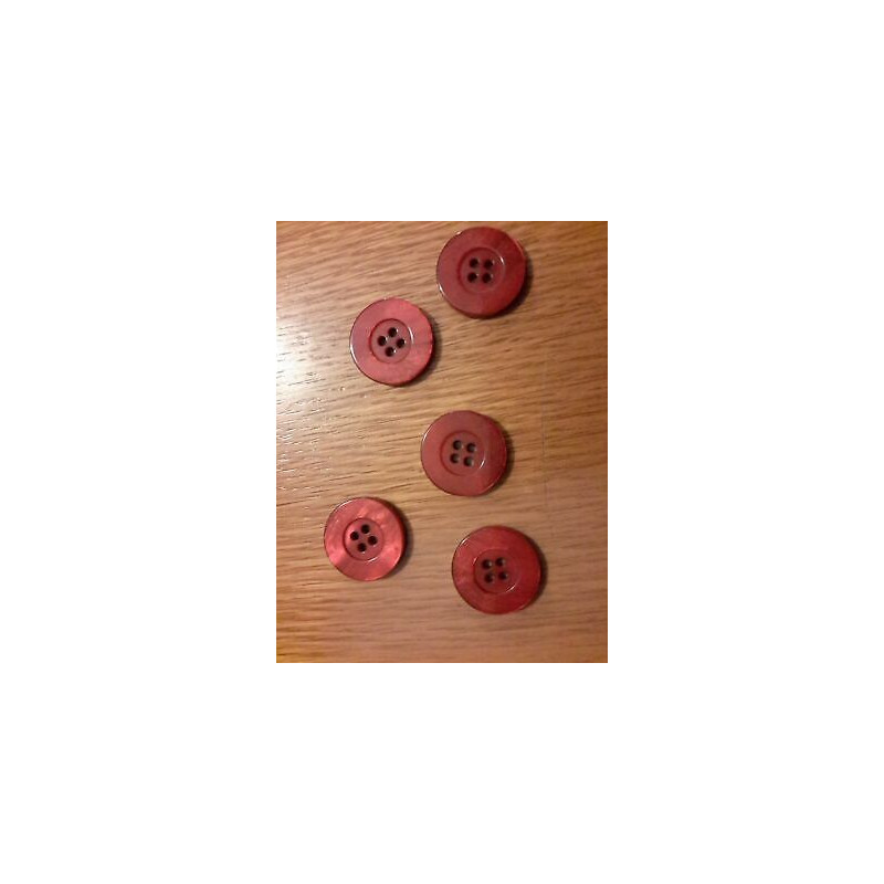N. 5 Bottoni bellissimi rotondi colore rosso 4 fori cm 2,4