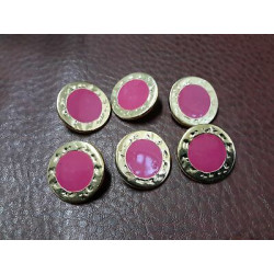 n 10 Bottoni rotondi in metallo colore oro e fuxia foro dietro mm 20 circa