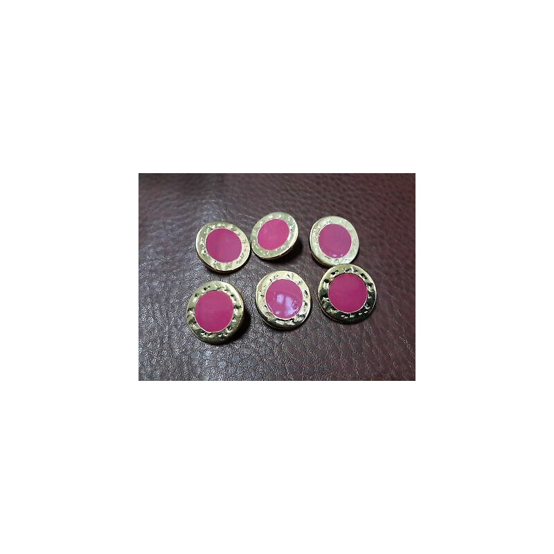 n 10 Bottoni rotondi in metallo colore oro e fuxia foro dietro mm 20 circa