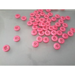 N. 60 Bottoni rotondi in plastica colore rosa 4 fori mm 13 circa