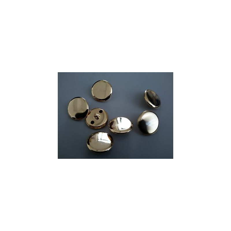 n 10 Bottoni rotondi in metallo liscio colore oro  cm 2, foro dietro