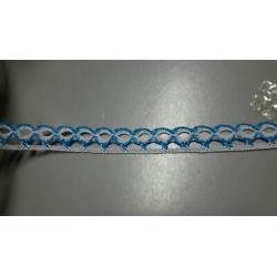 Metri 1 Passamaneria pizzo merletto bianco e azzurro alta cm 1,2 circa