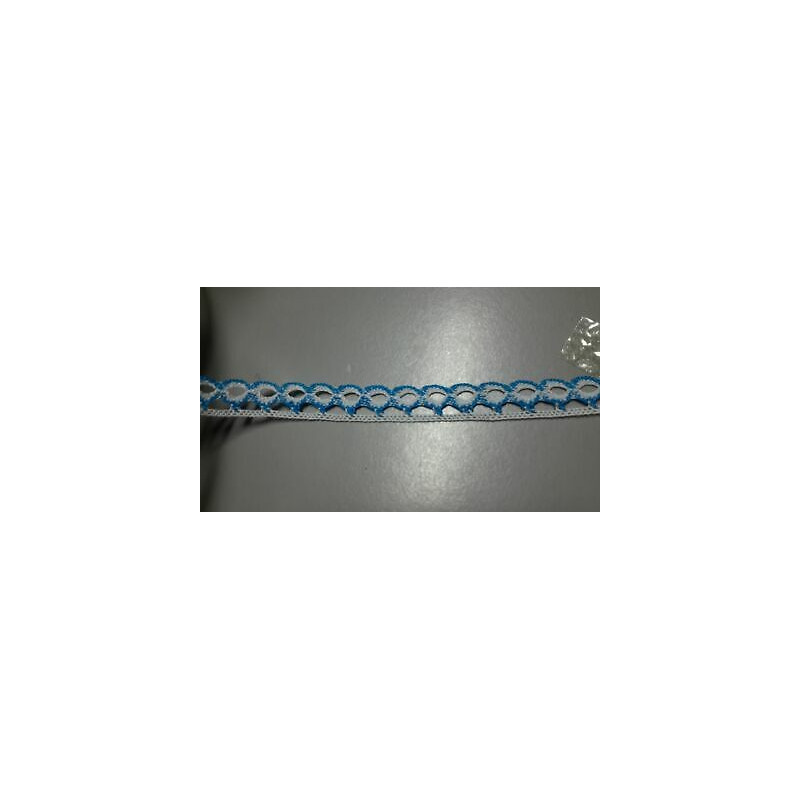 Metri 1 Passamaneria pizzo merletto bianco e azzurro alta cm 1,2 circa