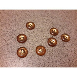 N. 9 Bottoni rotondi bellissimi colore marrone e oro 4 fori mm 15 circa