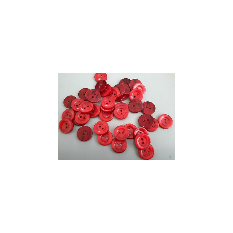 n 10 Bottoni rotondi in plastica colore rosso cm 1,4 a 2 fori