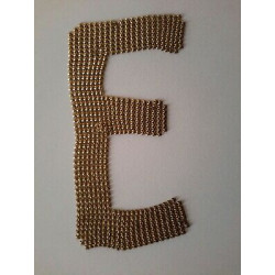 n 1 Applicazione decoro lettera E in strass da cucire colore oro cm 4x7