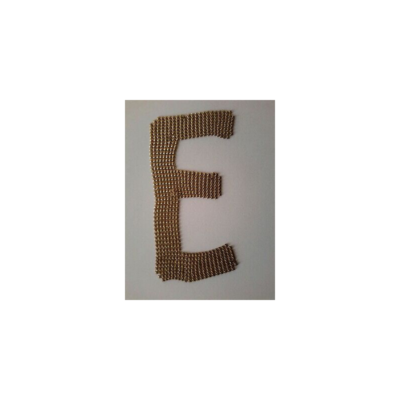 n 1 Applicazione decoro lettera E in strass da cucire colore oro cm 4x7