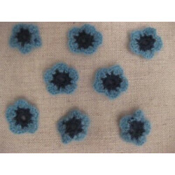 N10 APPLICAZIONI DECORAZIONI A FIORI LANA AZZURRO BLU HOBBY CREATIVI CUCITO