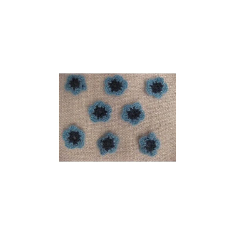 N10 APPLICAZIONI DECORAZIONI A FIORI LANA AZZURRO BLU HOBBY CREATIVI CUCITO