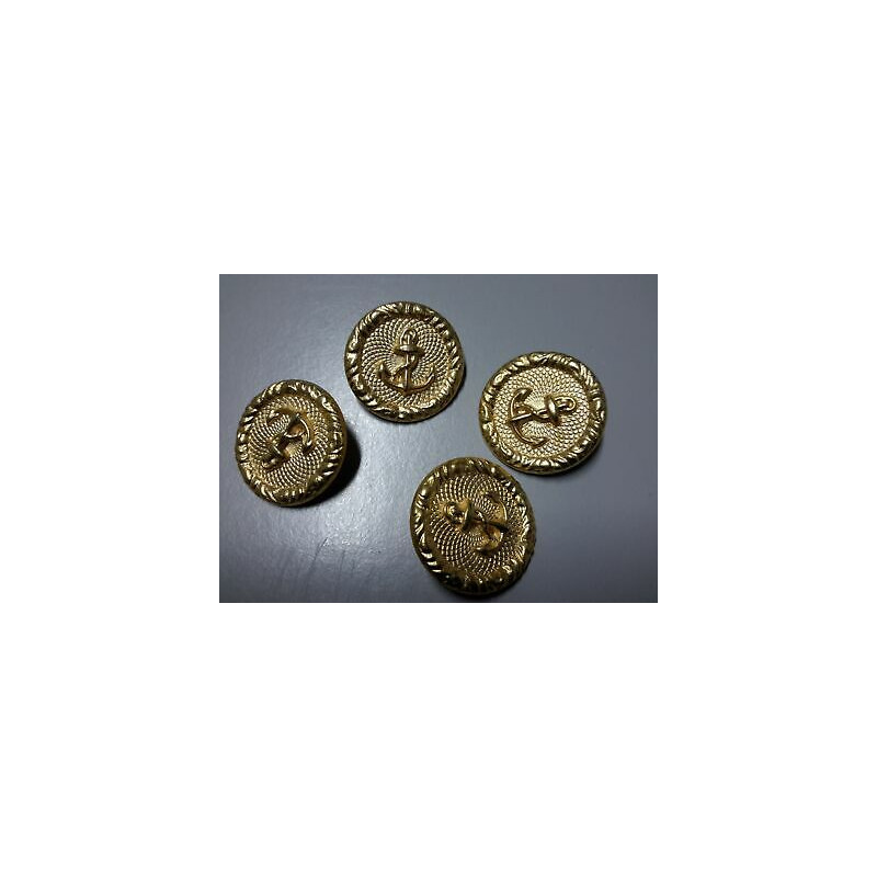 n 4 Bottoni rotondi in metallo colore oro con ancora cm 2,4 foro dietro