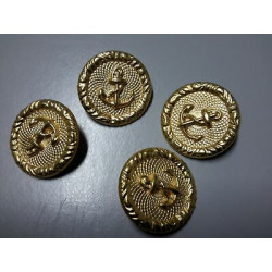 n 4 Bottoni rotondi in metallo colore oro con ancora cm 2,4 foro dietro