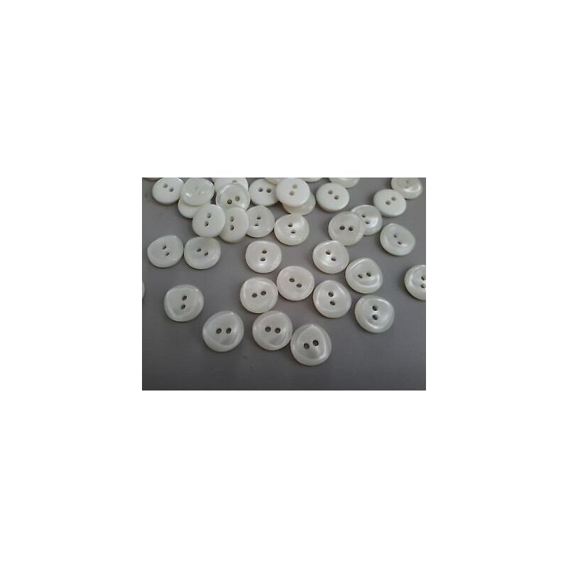 n 10 Bottoni rotondi in plastica colore bianco trasparente cm 1,4 a 2 fori