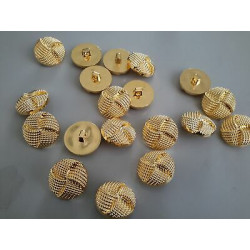n 10 Bottoni rotondi in plastica incrociati colore oro cm 2 foro dietro
