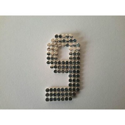 n 1 Applicazione decoro numero 9 in strass da cucire colore argento cm 2,5