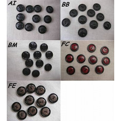 N. 10 Bottoni bellissimi rotondi bicolore lucidi con 2 fori  