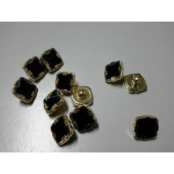 n 5 Bottoni quadrati in plastica colore oro e nero cm 1,2 foro dietro