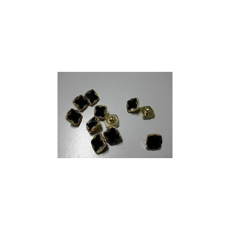 n 5 Bottoni quadrati in plastica colore oro e nero cm 1,2 foro dietro