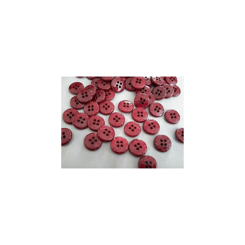 n 10 Bottoni rotondi in plastica colore bordeaux cm 1,4 a 4 fori